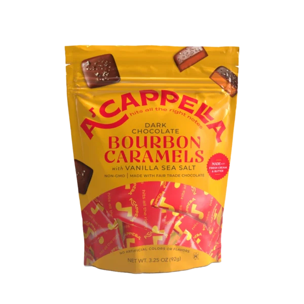 Dark Chocolate Bourbon Caramels with Vanilla Sea Salt